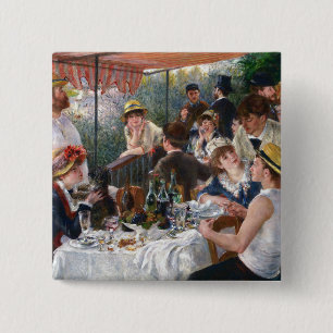 Pierre-Auguste Renoir - Lunch van de roeiers Vierkante Button 5,1 Cm