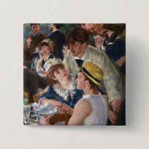Pierre-Auguste Renoir - Luncheon van de roeipartij Vierkante Button 5,1 Cm