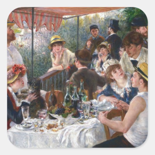 Pierre-Auguste Renoir - Luncheon van de roeipartij Vierkante Sticker (Voorkant)