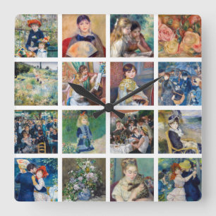 Pierre-Auguste Renoir - Masterpieces Collage Vierkante Klok