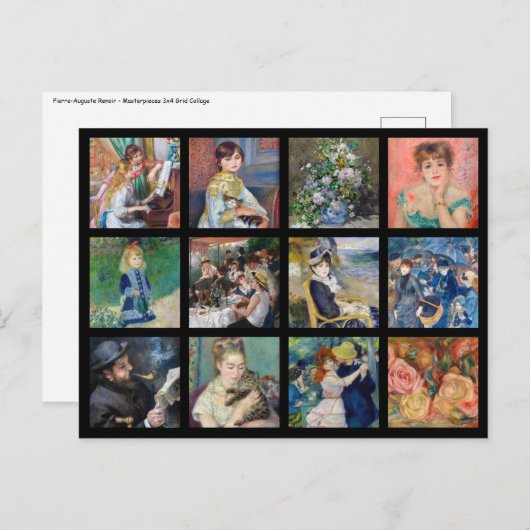 Pierre-Auguste Renoir - Masterstuks Grid Collage Briefkaart (Voorkant / Achterkant)