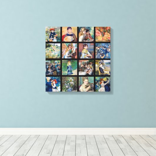Pierre-Auguste Renoir - Masterstuks Grid Collage Canvas Afdruk (Insitu (Houten vloer))