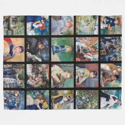 Pierre-Auguste Renoir - Masterstuks Grid Collage Fleece Deken (Voorkant (Horizontaal))