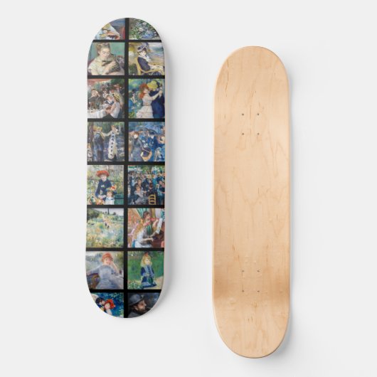 Pierre-Auguste Renoir - Masterstuks Grid Collage Persoonlijk Skateboard (Voorkant)