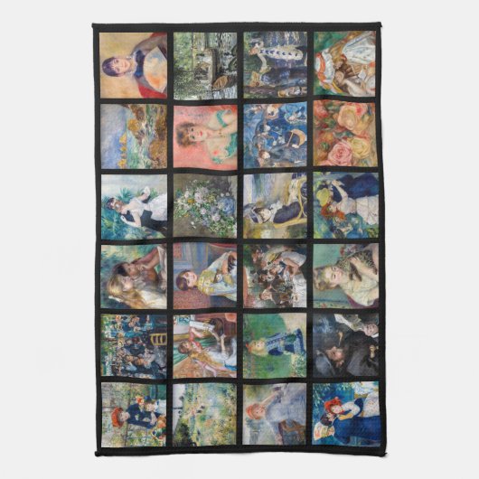 Pierre-Auguste Renoir - Masterstuks Grid Collage Theedoek (Verticaal)