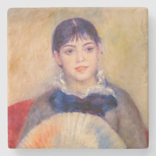Pierre-Auguste Renoir - Meisje met een fan Stenen Onderzetter