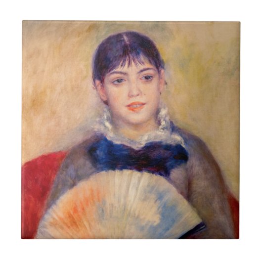 Pierre-Auguste Renoir - Meisje met een fan Tegeltje (Voorkant)