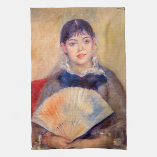 Pierre-Auguste Renoir - Meisje met een fan Theedoek (Verticaal)