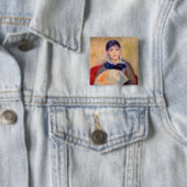 Pierre-Auguste Renoir - Meisje met een fan Vierkante Button 5,1 Cm (In situ)