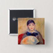 Pierre-Auguste Renoir - Meisje met een fan Vierkante Button 5,1 Cm (Voorkant /achterkant)