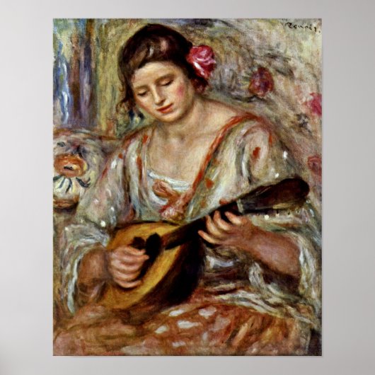 Pierre-Auguste Renoir - Meisje met een Mandolin Poster (Voorkant)