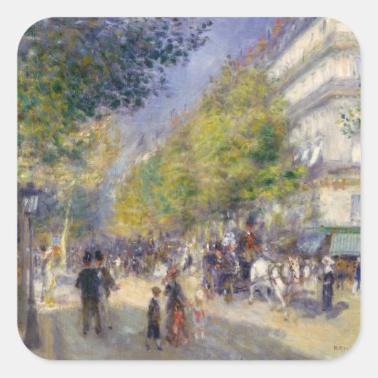 Pierre-Auguste Renoir - Parijs, Grands Boulevards Vierkante Sticker (Voorkant)