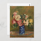 Pierre Auguste Renoir Pink Blue Bouquet van Rozen Briefkaart (Voorkant / Achterkant)