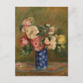 Pierre Auguste Renoir Pink Blue Bouquet van Rozen Briefkaart (Voorkant)
