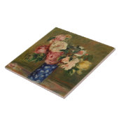 Pierre Auguste Renoir Pink Blue Bouquet van Rozen Tegeltje (Zijkant)