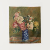 Pierre Auguste Renoir Pink Blue Bouquet van Rozen Wandkleed (Voorkant)