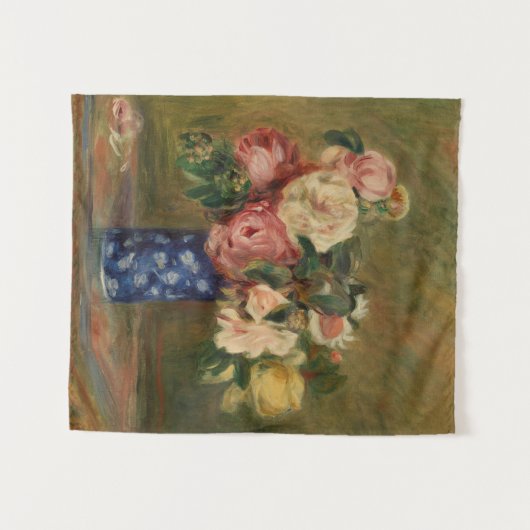 Pierre Auguste Renoir Pink Blue Bouquet van Rozen Wandkleed (Voorkant (horizontaal))