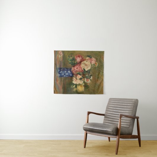 Pierre Auguste Renoir Pink Blue Bouquet van Rozen Wandkleed (In Situ (horizontaal))