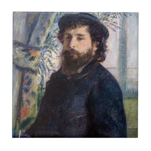 Pierre Auguste Renoir - Portret van Claude Monet Tegeltje (Voorkant)