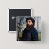 Pierre Auguste Renoir - Portret van Claude Monet Vierkante Button 5,1 Cm (Voorkant /achterkant)