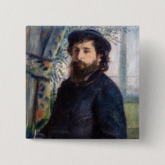 Pierre Auguste Renoir - Portret van Claude Monet Vierkante Button 5,1 Cm (Voorkant)