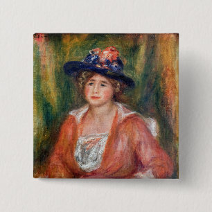 Pierre-Auguste Renoir - Portret van Seated Woman Vierkante Button 5,1 Cm