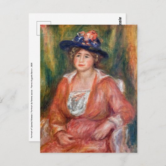 Pierre-Auguste Renoir - Portret van zittende vrouw Briefkaart (Voorkant / Achterkant)