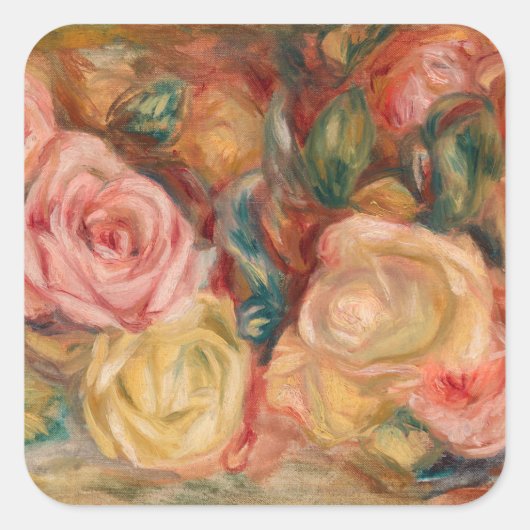 Pierre-Auguste Renoir - Rozen Vierkante Sticker (Voorkant)