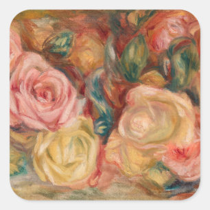 Pierre-Auguste Renoir - Rozen Vierkante Sticker