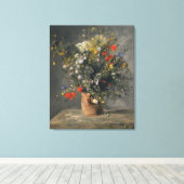 Pierre Auguste Renoir schilderen, bloemen in een v Canvas Afdruk (Insitu (Houten vloer))