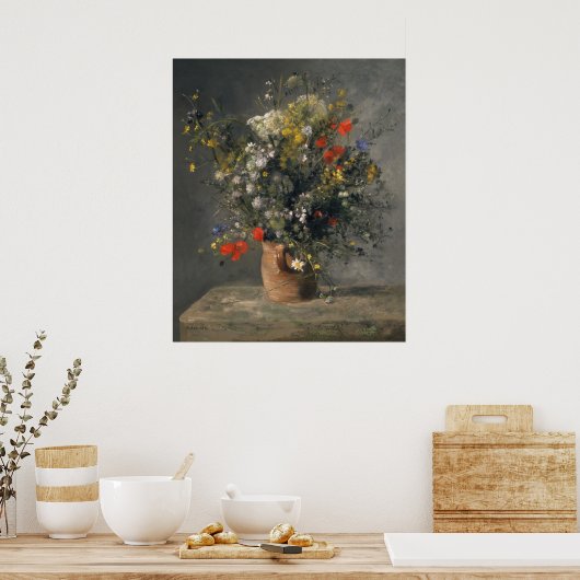 Pierre Auguste Renoir schilderen, bloemen in een v Poster (Keuken)