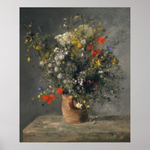 Pierre Auguste Renoir schilderen, bloemen in een v Poster