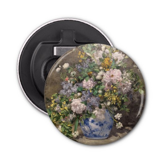 Pierre-Auguste Renoir Spring Bouquet Button Flesopener (Voorkant)