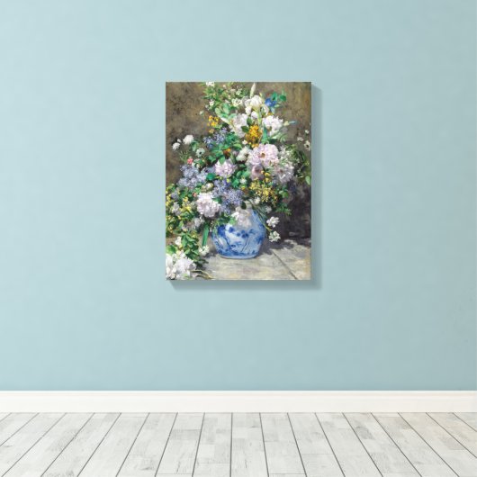 Pierre-Auguste Renoir - Spring Bouquet Canvas Afdruk (Insitu (Houten vloer))
