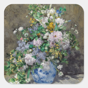 Pierre-Auguste Renoir - Spring Bouquet Vierkante Sticker
