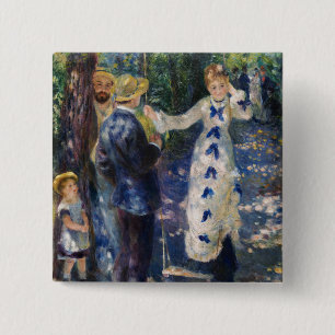 Pierre-Auguste Renoir - The Swing Vierkante Button 5,1 Cm