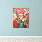 Pierre-Auguste Renoir - Tulip Bouquet Canvas Afdruk (Insitu (Houten vloer))