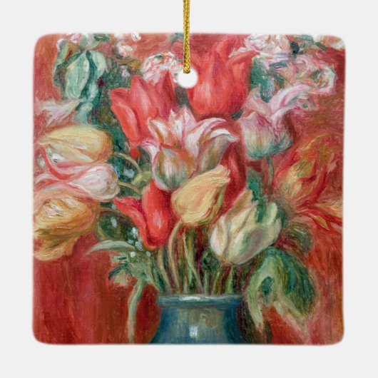 Pierre-Auguste Renoir - Tulip Bouquet Keramisch Ornament (Achterkant)