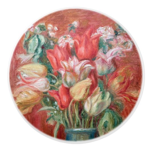 Pierre-Auguste Renoir - Tulip Bouquet Keramische Knop (Voorkant)