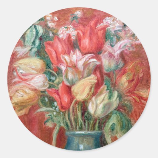 Pierre-Auguste Renoir - Tulip Bouquet Ronde Sticker (Voorkant)