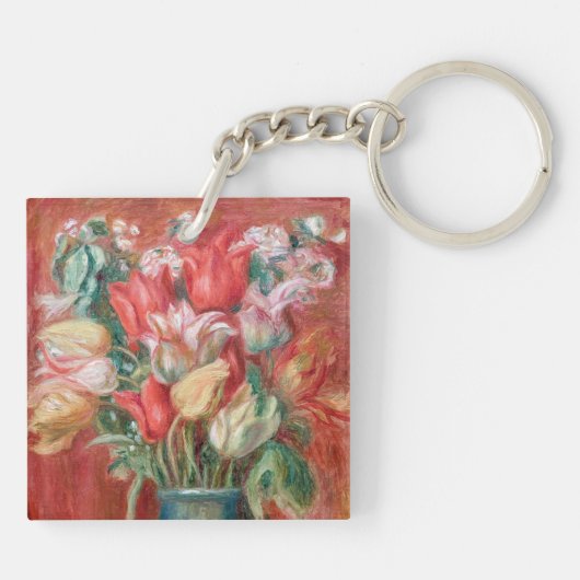 Pierre-Auguste Renoir - Tulip Bouquet Sleutelhanger (Achterkant)