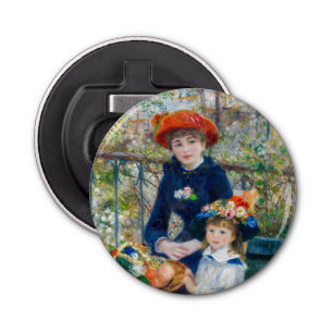 Pierre-Auguste Renoir - Twee zussen op de Terrace Button Flesopener