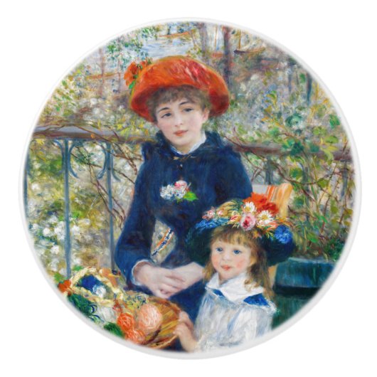 Pierre-Auguste Renoir - Twee zussen op de Terrace Keramische Knop (Voorkant)