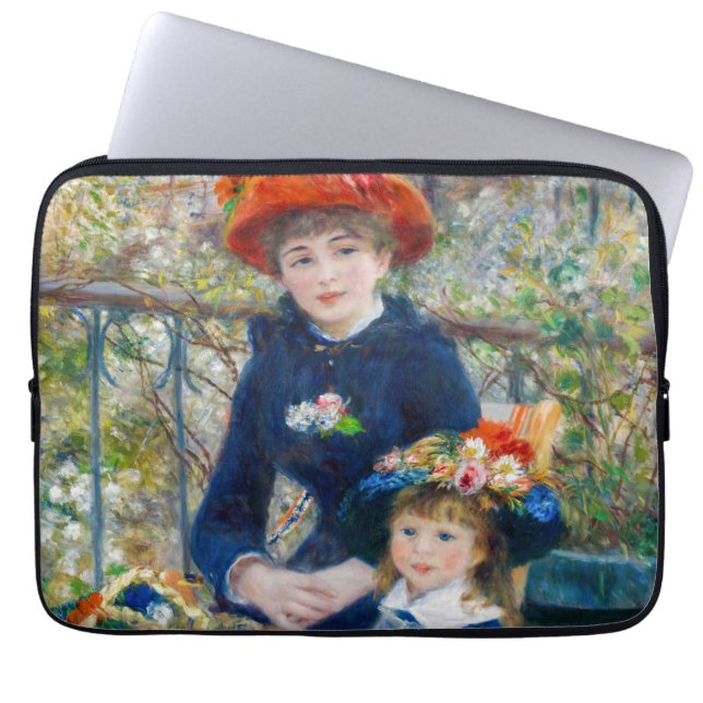 Pierre-Auguste Renoir - Twee zussen op de Terrace Laptop Sleeve (Voorkant)