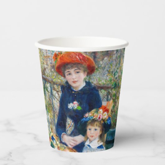 Pierre-Auguste Renoir - Twee zussen op de Terrace Papieren Bekers (Voorkant)