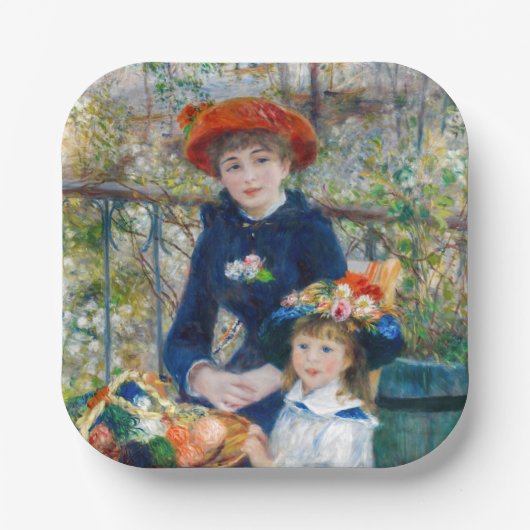 Pierre-Auguste Renoir - Twee zussen op de Terrace Papieren Bordje (Voorkant)