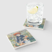 Pierre-Auguste Renoir - Twee zussen op de Terrace Stenen Onderzetter (Zijkant)