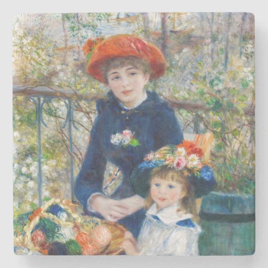 Pierre-Auguste Renoir - Twee zussen op de Terrace Stenen Onderzetter (Voorkant)