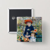 Pierre-Auguste Renoir - Twee zussen op de Terrace Vierkante Button 5,1 Cm (Voorkant /achterkant)