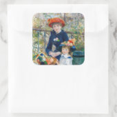 Pierre-Auguste Renoir - Twee zussen op de Terrace Vierkante Sticker (Tas)